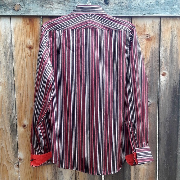 Express Mens Shirt Designer Striped Modern Fit Contrasting Flip Cuffs S - Picture 4 of 6